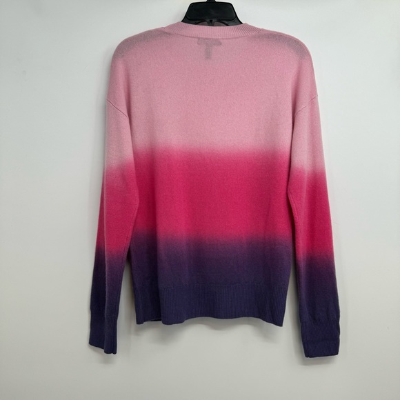 Aqua Cashmere Ombre Sweater Womens M Medium Pink Purple Crew Neck - Picture 4 of 9